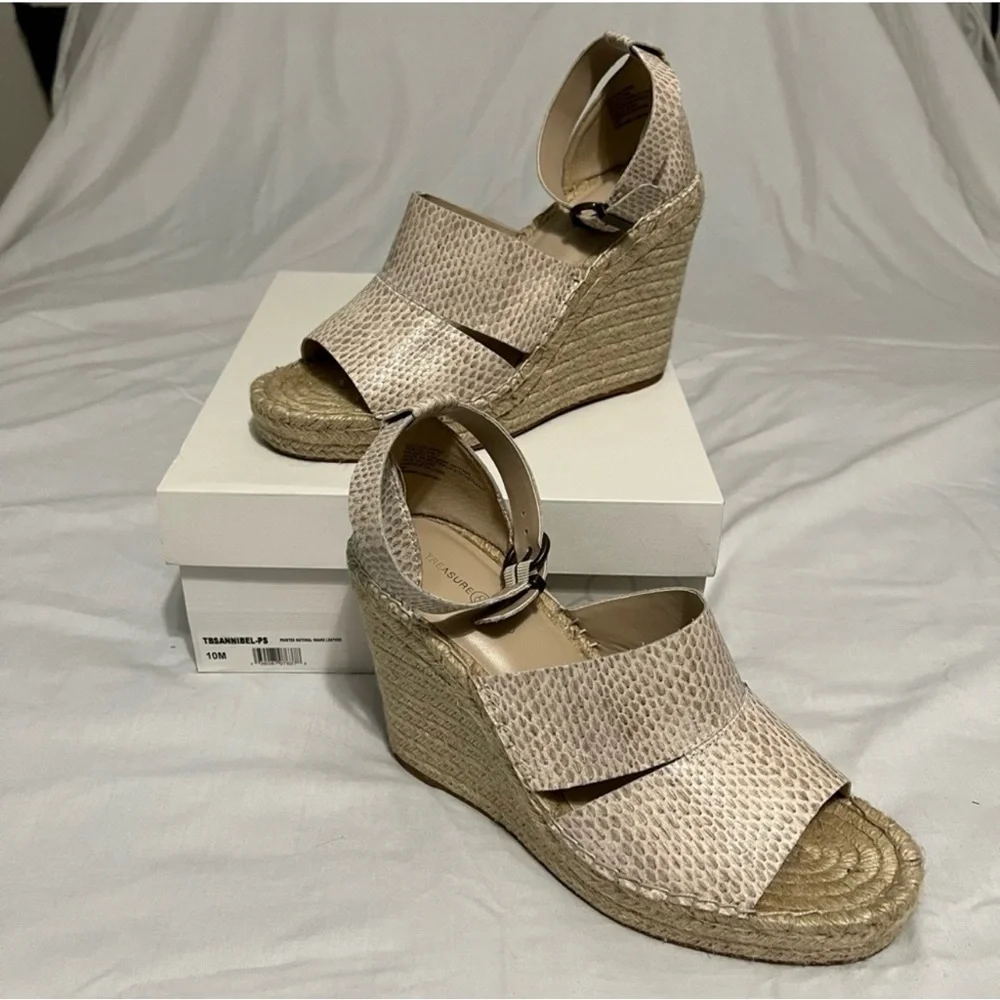 Treasure & Bond Natural Snake Leather Sannibel Wedges EUC